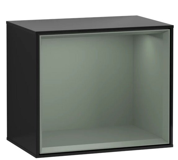 Стелаж для ванної Villeroy & Boch Finion 41,8х35,6х27 см з підсвічуванням МДФ глянсовий чорний лак/оливковий матовий лак G590GMPH