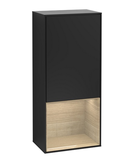 Шафка для ванної Villeroy & Boch Finion 41,8х93,6х27 см петлі праворуч з підсвічуванням МДФ чорний матовий лак/шпон дуба G550PCPD