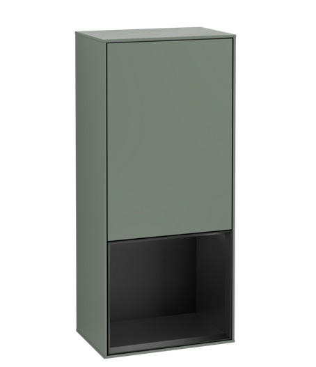 Шкафчик для ванной Villeroy & Boch Finion 41,8х93,6х27 см петли справа с подсветкой МДФ оливковый матовый лак/черный матовый лак G550PDGM