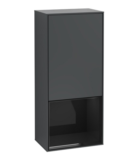 Шафка для ванної Villeroy & Boch Finion 41,8х93,6х27 см петлі праворуч з підсвічуванням МДФ темно-синій матовий лак/глянцевий чорний лак G550PHHG