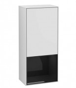 Шкафчик для ванной Villeroy & Boch Finion 41,8х93,6х27 см петли справа с подсветкой МДФ белый матовый лак/глянцевый черный лак G550PHMT