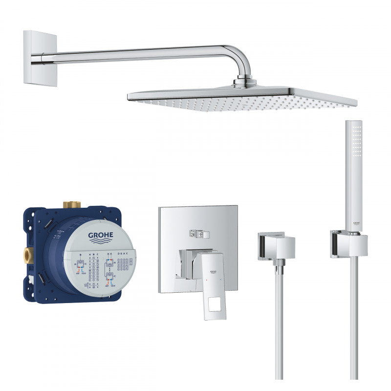 Душова система прихованого монтажу Grohe Eurocube з верхнім душем Rainshower Mono 310 Cube хром 25238000