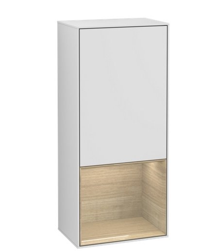 Шкафчик для ванной Villeroy & Boch Finion 41,8х93,6х27 см петли справа с подсветкой МДФ белый матовый лак/шпон дуба G550PCMT