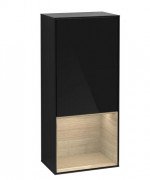 Шкафчик для ванной Villeroy & Boch Finion 41,8х93,6х27 см петли справа с подсветкой МДФ глянцевый черный лак/шпон дуба G550PCPH