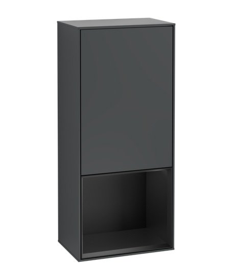 Шкафчик для ванной Villeroy & Boch Finion 41,8х93,6х27 см петли справа с подсветкой МДФ темно-синий матовый лак/черный матовый лак G550PDHG