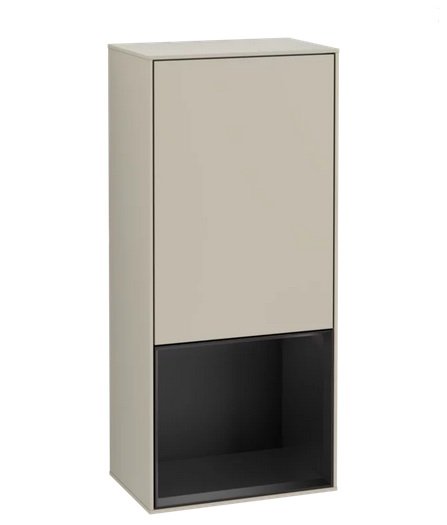 Шкафчик для ванной Villeroy & Boch Finion 41,8х93,6х27 см петли справа с подсветкой МДФ песок матовый лак/черный матовый лак G550PDHH