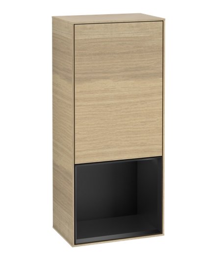 Шкафчик для ванной Villeroy & Boch Finion 41,8х93,6х27 см петли справа с подсветкой ДСП шпон дуба/черный матовый лак G550PDPC