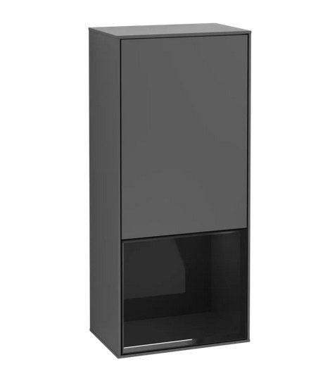 Шкафчик для ванной Villeroy & Boch Finion 41,8х93,6х27 см петли справа с подсветкой МДФ антрацит матовый лак/глянцевый черный лак G550PHGK