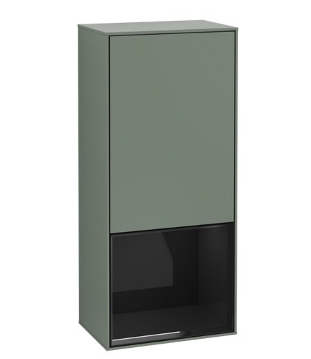 Шкафчик для ванной Villeroy & Boch Finion 41,8х93,6х27 см петли справа с подсветкой МДФ оливковый матовый лак/глянцевый черный лак G550PHGM
