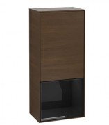 Шкафчик для ванной Villeroy & Boch Finion 41,8х93,6х27 см петли справа с подсветкой ДСП шпон грецкого ореха/глянцевый черный лак  G550PHGN