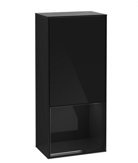Шкафчик для ванной Villeroy & Boch Finion 41,8х93,6х27 см петли справа с подсветкой МДФ глянцевый черный лак G550PHPH