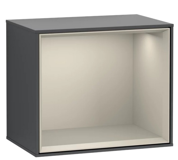 Стеллаж для ванной Villeroy & Boch Finion 41,8х35,6х27 см с подсветкой МДФ темно-синий матовый лак/песок матовый лак G590HHHG