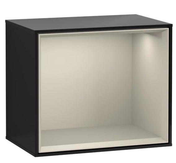 Стелаж для ванної Villeroy & Boch Finion 41,8х35,6х27 см з підсвічуванням МДФ глянсовий чорний лак/пісок матовий лак G590HHPH
