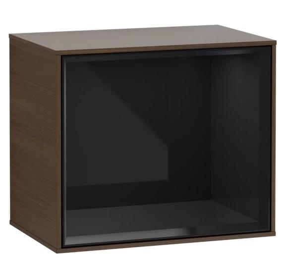 Стелаж для ванної Villeroy & Boch Finion 41,8х35,6х27 см з підсвічуванням ДСП шпон волоського горіха/глянцевий чорний лак G590PHGN
