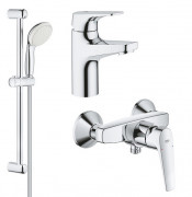 Комплект смесителей для ванной Grohe BauFlow 3 в 1 с душевым набором хром 121630S