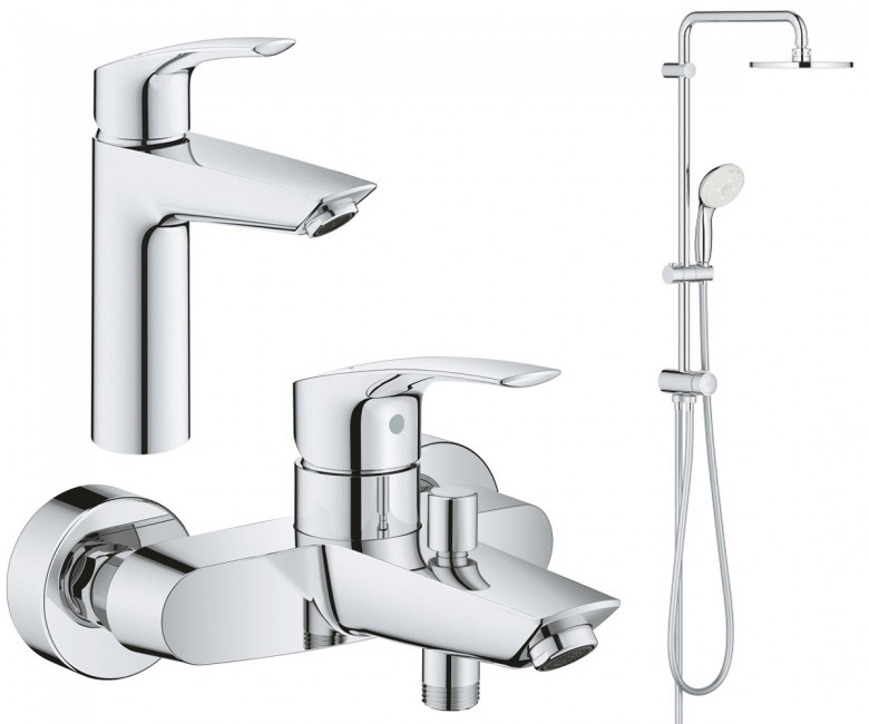 Комплект змішувачів для ванної Grohe Eurosmart New 3 в 1 з душовою системою хром UA123246R0