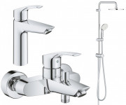 Комплект смесителей для ванной Grohe Eurosmart New 3 в 1 с душевой системой хром UA123246R0