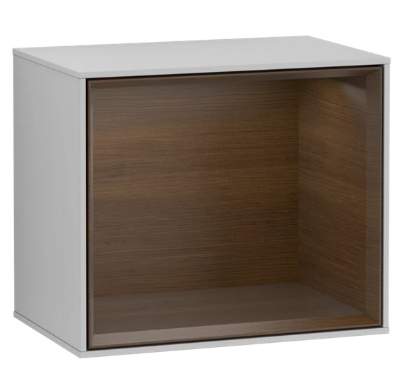 Стелаж для ванної Villeroy & Boch Finion 41,8х35,6х27 см МДФ світло-сірий матовий лак/шпон волоського горіха FD10GNGJ