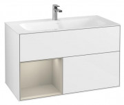 Тумба под раковину Villeroy & Boch Finion 99,6х49,8 см с подсветкой МДФ глянцевый белый лак/песок матовый лак G030HHGF