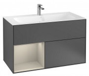 Тумба под раковину Villeroy & Boch Finion 99,6х49,8 см с подсветкой МДФ антрацит матовый лак/песок матовый лак G030HHGK