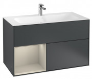 Тумба под раковину Villeroy & Boch Finion 99,6х49,8 см с подсветкой МДФ темно-синий матовый лак/песок матовый лак G030HHHG