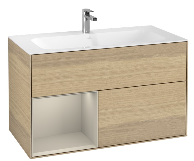 Тумба под раковину Villeroy & Boch Finion 99,6х49,8 см с подсветкой ДСП шпон дуба/песок матовый лак G030HHPC