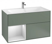 Тумба под раковину Villeroy & Boch Finion 99,6х49,8 см с подсветкой МДФ оливковый матовый лак/белый матовый лак G030MTGM