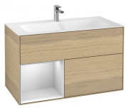 Тумба под раковину Villeroy & Boch Finion 99,6х49,8 см с подсветкой ДСП шпон дуба/белый матовый лак G030MTPC