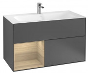 Тумба под раковину Villeroy & Boch Finion 99,6х49,8 см с подсветкой МДФ антрацит матовый лак/шпон дуба G030PCGK