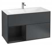 Тумба под раковину Villeroy & Boch Finion 99,6х49,8 см с подсветкой МДФ темно-синий матовый лак/черный матовый лак G030PDHG