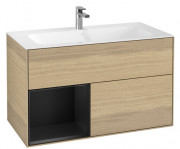 Тумба под раковину Villeroy & Boch Finion 99,6х49,8 см с подсветкой ДСП шпон дуба/черный матовый лак G030PDPC