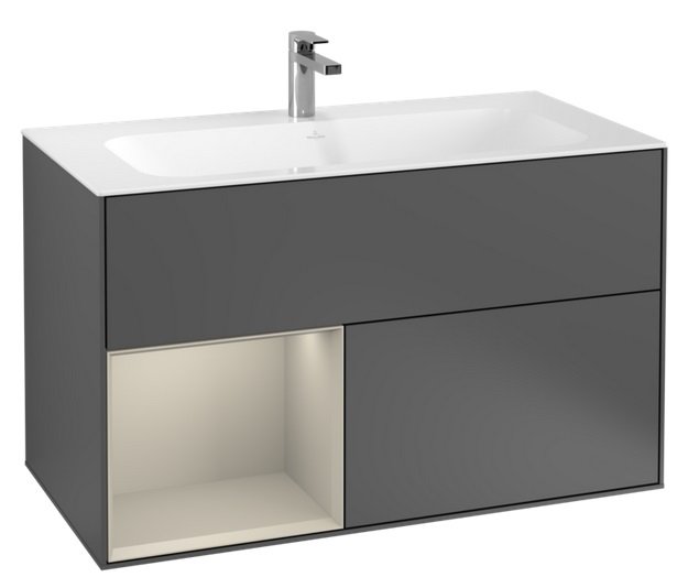 Тумба під раковину Villeroy & Boch Finion 99,6х49,8 см з підсвічуванням антрацит матовий лак/пісок матовий лак G030HHGK