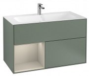 Тумба под раковину Villeroy & Boch Finion 99,6х49,8 см с подсветкой МДФ оливковый матовый лак/песок матовый лак G030HHGM