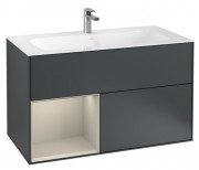 Тумба під раковину Villeroy & Boch Finion 99,6х49,8 см з підсвічуванням МДФ темно-синій матовий лак/пісок матовий лак G030HHHG