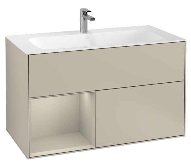 Тумба под раковину Villeroy & Boch Finion 99,6х49,8 см с подсветкой МДФ песок матовый лак G030HHHH