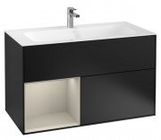 Тумба под раковину Villeroy & Boch Finion 99,6х49,8 см с подсветкой МДФ черный матовый лак/песок матовый лак G030HHPD