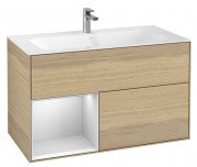 Тумба под раковину Villeroy & Boch Finion 99,6х49,8 см с подсветкой ДСП шпон дуба/белый матовый лак G030MTPC