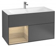 Тумба под раковину Villeroy & Boch Finion 99,6х49,8 см с подсветкой МДФ антрацит матовый лак/шпон дуба G030PCGK