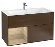 Тумба под раковину Villeroy & Boch Finion 99,6х49,8 см с подсветкой ДСП шпон грецкого ореха/шпон дуба G030PCGN