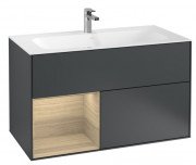 Тумба под раковину Villeroy & Boch Finion 99,6х49,8 см с подсветкой МДФ темно-синий матовый лак/шпон дуба G030PCHG