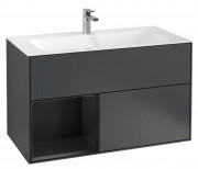 Тумба под раковину Villeroy & Boch Finion 99,6х49,8 см с подсветкой МДФ темно-синий матовый лак/черный матовый лак G030PDHG