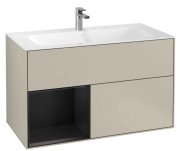 Тумба под раковину Villeroy & Boch Finion 99,6х49,8 см с подсветкой МДФ песок матовый лак/черный матовый лак G030PDHH