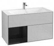 Тумба под раковину Villeroy & Boch Finion 99,6х49,8 см с подсветкой МДФ светло-серый матовый лак/глянцевый черный лак G030PHGJ