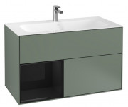 Тумба под раковину Villeroy & Boch Finion 99,6х49,8 см с подсветкой МДФ оливковый матовый лак/глянцевый черный лак G030PHGM