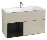 Тумба под раковину Villeroy & Boch Finion 99,6х49,8 см с подсветкой МДФ песок матовый лак/глянцевый черный лак G030PHHH