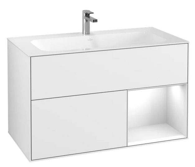 Тумба под раковину Villeroy & Boch Finion 99,6х49,8 см с подсветкой МДФ глянцевый белый лак F040GFGF