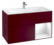 Тумба под раковину Villeroy & Boch Finion 99,6х49,8 см с подсветкой МДФ пион матовый лак/глянцевый белый лак F040GFHB