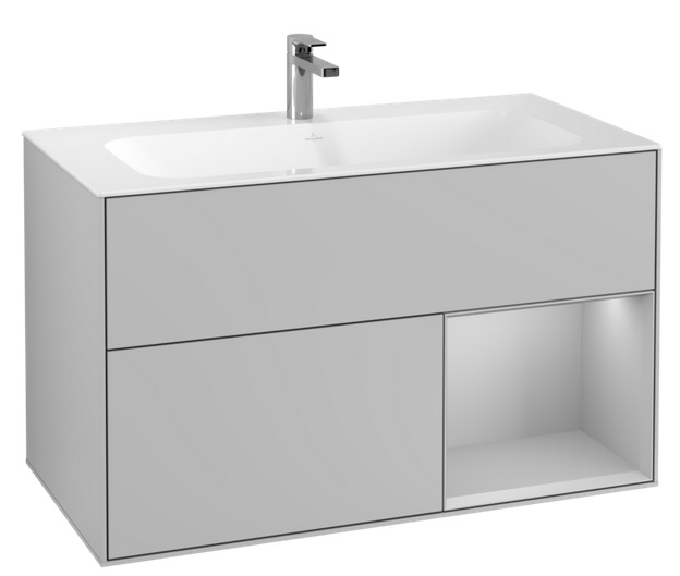 Тумба під раковину Villeroy & Boch Finion 99,6х49,8 см з підсвічуванням МДФ світло-сірий матовий лак F040GJGJ