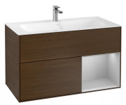 Тумба под раковину Villeroy & Boch Finion 99,6х49,8 см с подсветкой ДСП шпон грецкого ореха/светло-серый матовый лак F040GJGN