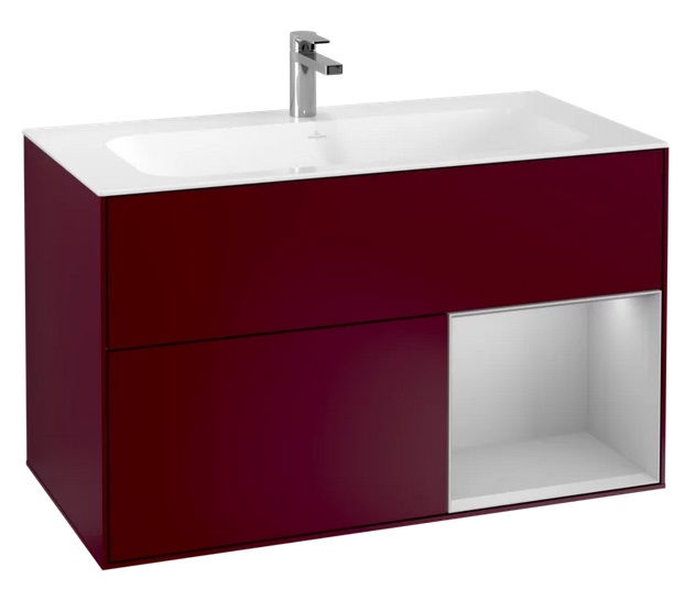 Тумба под раковину Villeroy & Boch Finion 99,6х49,8 см с подсветкой МДФ пион матовый лак/светло-серый матовый лак F040GJHB